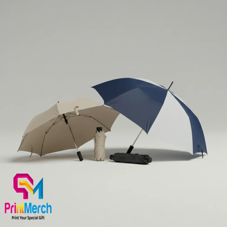 Payung promosi custom jenis lipat dan golf untuk merchandise perusahaan